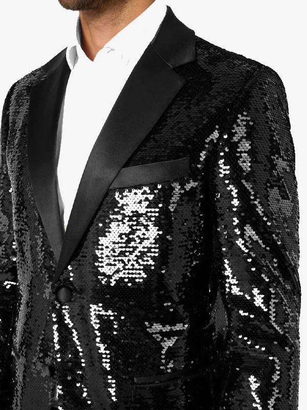 Mens Black Sequin Dinner Blazer