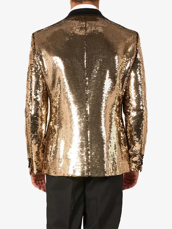 Mens Sequin Gold Dinner Jacket Back