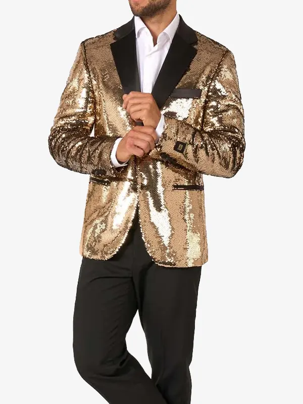 Men Sequin Gold Dinner Jacket