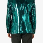 Mens Sequin Green Dinner Blazer Back