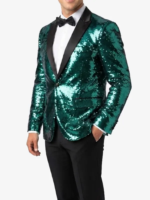 Mens Sequin Green Dinner Blazer