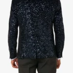 Mens Sequin Navy Dinner Blazer Back