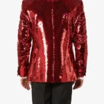 Mens Sequin Red Dinner Blazer Back