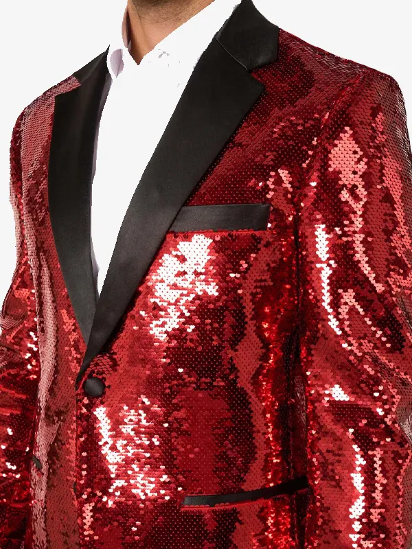 Mens Sequin Red Dinner Blazer