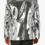 Mens Sequin Silver Dinner Blazer Back
