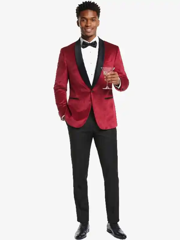 Mens Stylish Burgundy Velvet Blazer