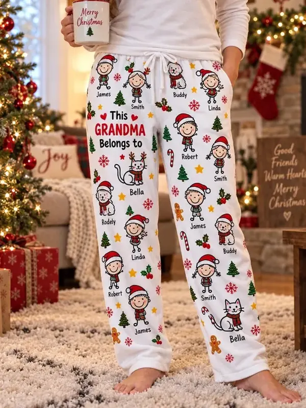 Personalized White Christmas Pants