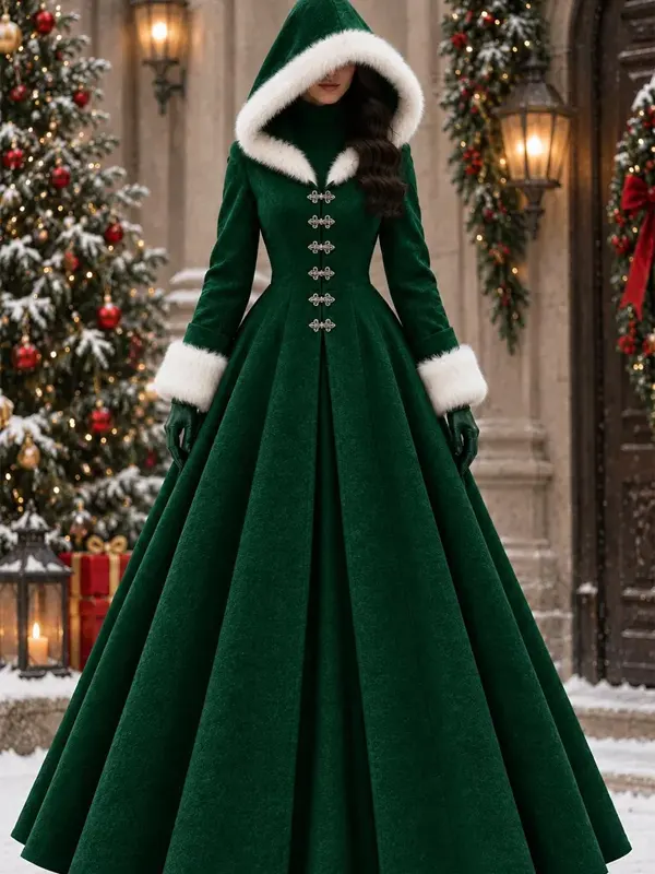Women Christmas Cloak Green Coat