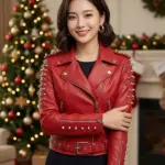 Women Christmas Studs Red Jacket