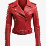 Women Christmas Studs leather Jacket