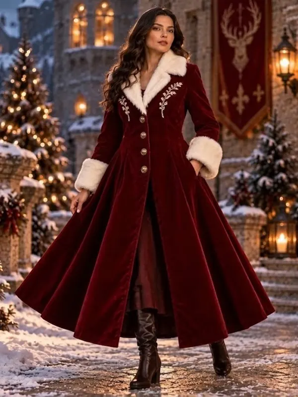 Women Christmas Victorian Velvet Coat