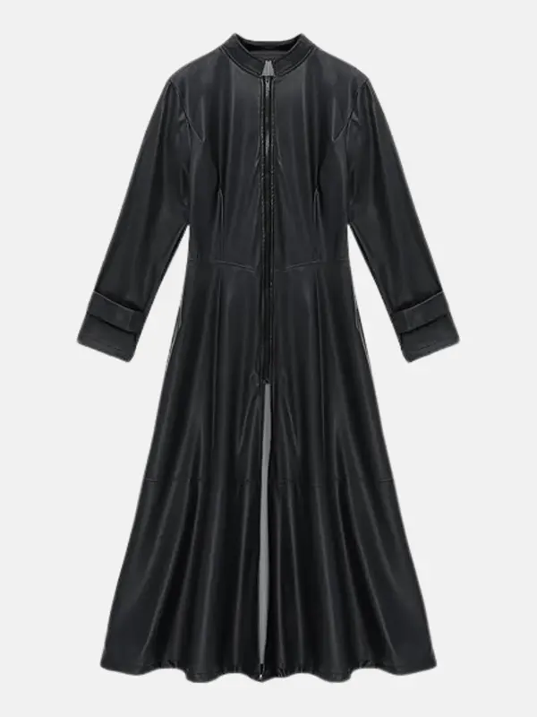 Women Mirabel Ankle Leather Black Coat