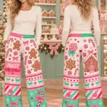 Womens Christmas Candy Cane Sweatpants