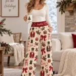 Womens Christmas Wide Leg Pants